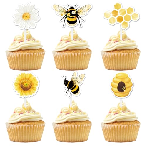 Wernnsai Cupcake-Topper mit Hummelmotiv, 36 Stück, Honigbienen-Thema, Partyzubehör für Kinder, Mädchen, Geburtstag und Babyparty, Kuchendekoration Wernnsai Cupcake-Topper mit Hummelmotiv, 36 Stück, Honigbienen-Thema, Partyzubehör für Kinder, Mädchen, Geburtstag und Babyparty, Kuchendekoration von WERNNSAI
