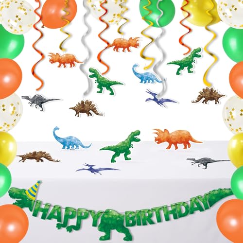 WERNNSAI Dinosaurier-Geburtstagsparty-Dekorationen – 65 Stück Dinosaurier-Geburtstagsparty-Zubehör, Happy Birthday-Banner, Luftballons, hängende Wirbel für Kinder, Jungen, WERNNSAI Dinosaurier-Geburtstagsparty-Dekorationen – 65 Stück Dinosaurier-Geburtstagsparty-Zubehör, Happy Birthday-Banner, Luftballons, hängende Wirbel für Kinder, Jungen, von WERNNSAI