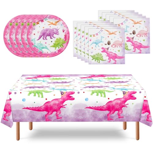 WERNNSAI Dinosaurier Party Supplies Dinosaurier Teller, Servietten und Tischdecke für Mädchen Dino Geburtstag Party Dekorationen Dessert Pappteller Servietten Geschirr Servieren 16 Gäste Rosa WERNNSAI Dinosaurier Party Supplies Dinosaurier Teller, Servietten und Tischdecke für Mädchen Dino Geburtstag Party Dekorationen Dessert Pappteller Servietten Geschirr Servieren 16 Gäste Rosa von WERNNSAI