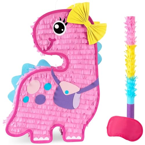 WERNNSAI Rosa Dinosaurier Pinata Set - Mit Augenmaske und Schlagstock für Mädchen und Kinder Partyspiel Zubehör - Brontosaurus Thema Geburtstagsparty Dekoration Karneval Urlaub WERNNSAI Rosa Dinosaurier Pinata Set - Mit Augenmaske und Schlagstock für Mädchen und Kinder Partyspiel Zubehör - Brontosaurus Thema Geburtstagsparty Dekoration Karneval Urlaub von WERNNSAI