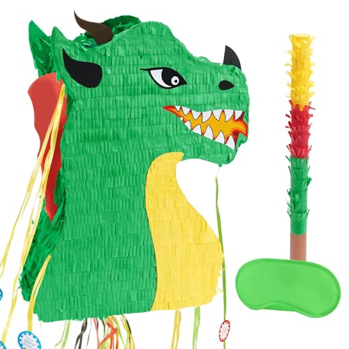WERNNSAI Drachen-Piñata mit Zugschnur, Drachen-Pinata mit Augenbinde und Fledermaus für Jungen, Kinder, Pinata, Dungeon, Drachen, Dino, Geburtstagsparty, Dekoration, Zubehör, Mini-Piñata-Spiel WERNNSAI Drachen-Piñata mit Zugschnur, Drachen-Pinata mit Augenbinde und Fledermaus für Jungen, Kinder, Pinata, Dungeon, Drachen, Dino, Geburtstagsparty, Dekoration, Zubehör, Mini-Piñata-Spiel von WERNNSAI