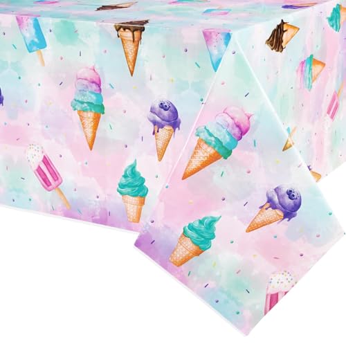 WERNNSAI Eiscreme-Party-Tischdecke – 2 Stück, Eiscreme-Party-Dekorationen für Kinder, Partyzubehör, Kunststoff, wasserdichte Tischdecke, Einweg-Tischdecke für Mädchen, Kinder, süße Geburtstagsparty, WERNNSAI Eiscreme-Party-Tischdecke – 2 Stück, Eiscreme-Party-Dekorationen für Kinder, Partyzubehör, Kunststoff, wasserdichte Tischdecke, Einweg-Tischdecke für Mädchen, Kinder, süße Geburtstagsparty, von WERNNSAI