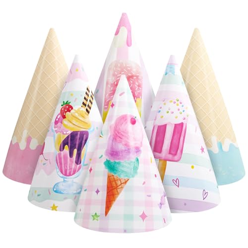 WERNNSAI Eiscreme-Partyhüte, Geburtstagsparty-Zubehör für Mädchen, Jungen, Kinder von WERNNSAI