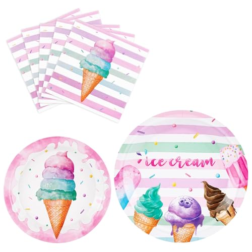 WERNNSAI Eiscreme Partyzubehör – 48 teiliges Eiscreme Party Teller und Servietten Set für Mädchen Geburtstag Babyparty Rosa Einweg Abendessen Dessert Geburtstagsparty Geschirr Set für 16 Gäste WERNNSAI Eiscreme Partyzubehör – 48 teiliges Eiscreme Party Teller und Servietten Set für Mädchen Geburtstag Babyparty Rosa Einweg Abendessen Dessert Geburtstagsparty Geschirr Set für 16 Gäste von WERNNSAI