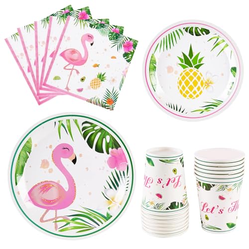 WERNNSAI Flamingo Party Zubehör - Tropische Luau Partydekorationen Geschirr Set Abendessen Dessert Teller Servietten und Tassen für Mädchen Kinder Geburtstag Babydusche 16 Gäste 64PCS WERNNSAI Flamingo Party Zubehör - Tropische Luau Partydekorationen Geschirr Set Abendessen Dessert Teller Servietten und Tassen für Mädchen Kinder Geburtstag Babydusche 16 Gäste 64PCS von WERNNSAI