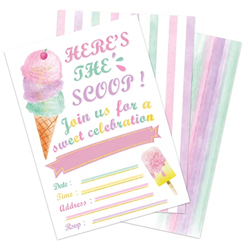 WERNNSAI Glitter Eiscreme Partyeinladungen mit Umschlägen - 20PCS Süß füllen Sie einladen Karten aus zum Mädchen Geburtstag Babydusche Hochzeit Sommer Schwimmbad Strand Partyzubehör Einladungen WERNNSAI Glitter Eiscreme Partyeinladungen mit Umschlägen - 20PCS Süß füllen Sie einladen Karten aus zum Mädchen Geburtstag Babydusche Hochzeit Sommer Schwimmbad Strand Partyzubehör Einladungen von WERNNSAI