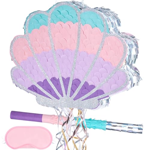 WERNNSAI Muschel Pinata – Geburtstagsparty Deko für Mädchen Kinder Muschel Pinata mit Stab und Augenmaske Sommer Meerjungfrau Partydekoration Zubehör für Unterwasserpartys Babypartys WERNNSAI Muschel Pinata – Geburtstagsparty Deko für Mädchen Kinder Muschel Pinata mit Stab und Augenmaske Sommer Meerjungfrau Partydekoration Zubehör für Unterwasserpartys Babypartys von WERNNSAI