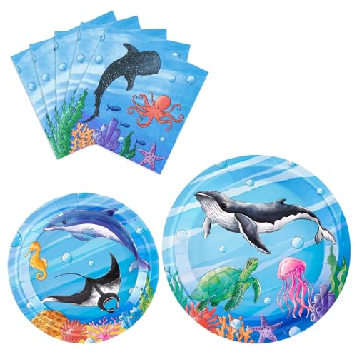 WERNNSAI Ozean Party Teller und Servietten Set – 48 Teiliges Party Dekorationsset zum Thema Ozean für Jungen Unter dem Meer Partygeschirr Set für 16 Gäste Unterwasser Babyparty Geburtstag Partyzubehör WERNNSAI Ozean Party Teller und Servietten Set – 48 Teiliges Party Dekorationsset zum Thema Ozean für Jungen Unter dem Meer Partygeschirr Set für 16 Gäste Unterwasser Babyparty Geburtstag Partyzubehör von WERNNSAI