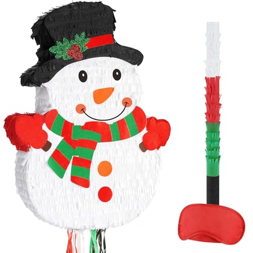 WERNNSAI Weihnachtspiñata – Zugschnur, Weihnachtspiñata mit Augenbinde, Fledermaus, niedlicher Weihnachtsschneemann, Piñata für Weihnachtsfeier, Spiele, rote Weihnachts-Party-Dekorationen, WERNNSAI Weihnachtspiñata – Zugschnur, Weihnachtspiñata mit Augenbinde, Fledermaus, niedlicher Weihnachtsschneemann, Piñata für Weihnachtsfeier, Spiele, rote Weihnachts-Party-Dekorationen, von WERNNSAI