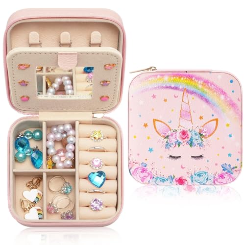 WERNNSAI Schmuckkästchen Mädchen Klein, Rosa Einhorn - Schmuckschatulle, Schmuckaufbewahrung Reise mit Spiegel, Wasserdicht Jewelry Organizer für Kinder Geschenk für geburtstag, Weihnachten WERNNSAI Schmuckkästchen Mädchen Klein, Rosa Einhorn - Schmuckschatulle, Schmuckaufbewahrung Reise mit Spiegel, Wasserdicht Jewelry Organizer für Kinder Geschenk für geburtstag, Weihnachten von WERNNSAI