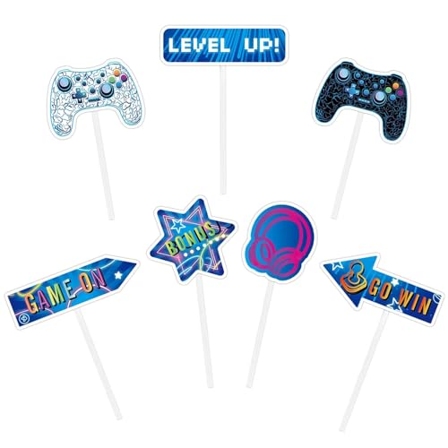 WERNNSAI Videospiel Cupcake Topper –35 Stück Gamer Party Cupcake Kuchenaufsätze für Jungen und Kinderspiel Motto Geburtstagsparty Dekorationen Dinner Dessert Picks, Gaming Night Partyzubehör von WERNNSAI