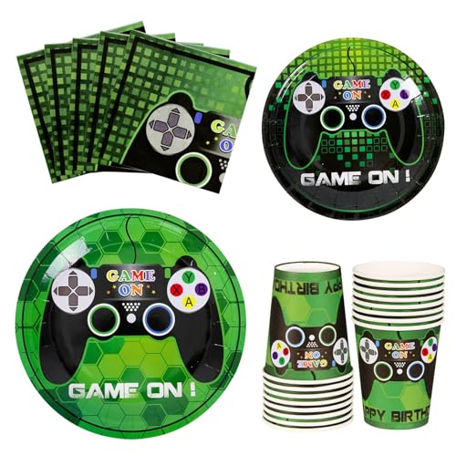 WERNNSAI Videospiel-Party-Set – Spielpartyartikel für Jungen, Geburtstag, Servietten, Teller und Becher aus Papier für 16 Personen, 64 Stück WERNNSAI Videospiel-Party-Set – Spielpartyartikel für Jungen, Geburtstag, Servietten, Teller und Becher aus Papier für 16 Personen, 64 Stück von WERNNSAI