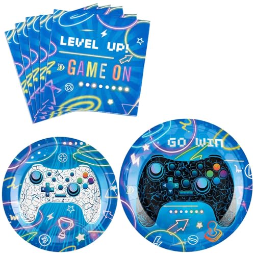 WERNNSAI Videospiel Partyzubehör – 48 PCS Gamer Partygeschirrset Gaming Geburtstagsparty Dekorationen Essteller Papierservietten für den Familien Gaming Abend Jungengeburtstag für 16 Gäste WERNNSAI Videospiel Partyzubehör – 48 PCS Gamer Partygeschirrset Gaming Geburtstagsparty Dekorationen Essteller Papierservietten für den Familien Gaming Abend Jungengeburtstag für 16 Gäste von WERNNSAI