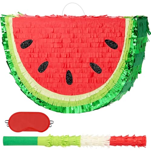 WERNNSAI Wassermelone Pinata - Sommer Obst Thema Geburtstag Party Dekorationen Obst Pinata mit Augenbinde und Fledermaus für Sommer Tropische Party Supplies Fiestas Karneval Spiel von WERNNSAI