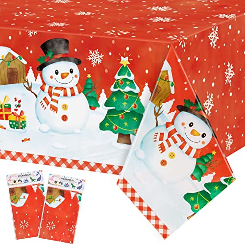 WERNNSAI Weihnachten Tischdecke - 2 PCS Frohe Weihnachten Partydekorationen Zubehör Schneemann Tischdecke Rechteckige Tischdecke für Feiertage Weihnachten Neujahr Partydekoration 137×274 cm WERNNSAI Weihnachten Tischdecke - 2 PCS Frohe Weihnachten Partydekorationen Zubehör Schneemann Tischdecke Rechteckige Tischdecke für Feiertage Weihnachten Neujahr Partydekoration 137×274 cm von WERNNSAI