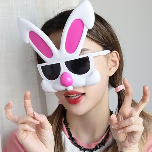WERNZATT-Ostern Brille Ei Hase Erwachsene Brille leichtes Plastik Hase Kostüm Zubehör Party Favours Fotostudio Requisite (White, One Size) von WERNZATT