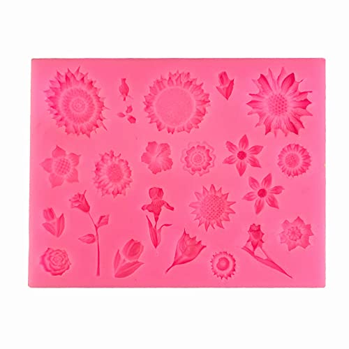 Schokoladenformen Stück Zou Ju Mini-Sonnenblumen-Blumen-Fondant-Silikonform, Backen, Dekorationswerkzeug, Diy-Klebeform von WERTK