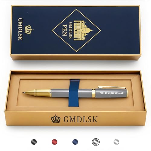 WERWAES Hochwertiger personalisierter Kugelschreiber mit Gravur - Individueller Stift mit Namen | Edles Geschenkset für besondere Anlässe (Grau) von WERWAES