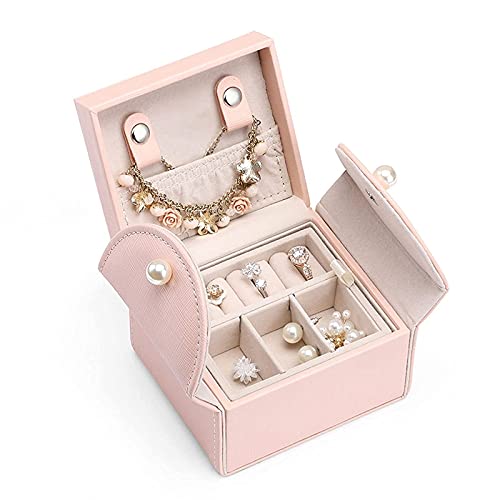 Display Schmuckbox Schmuckschatulle Mini Weich Pu Leder Reisetasche 2 Schichten Für Armbänder, Ohrringe Ringe Halsketten Broschen Geschenke Für Mütter Mädchen Frauen (R von WERYU