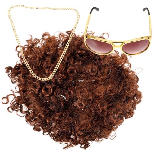 WESIEVYA 1 Set Brillenperücke 70Er Jahre Disco Zubehör Für Männer Afro Perücke Männer 70Er Jahre Disco Party Dekorationen Disco Party Perücke Cosplay Kostüm Zubehör Cosplay Kostüm Perücke von WESIEVYA