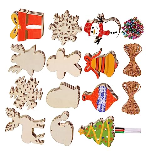 WESIEVYA 1 Set DIY Holzspäne Set Holzspäne Hängende Graffiti Holzspäne Holz Graffiti Anhänger Zeichnung Anhänger Dekoration Flache Ornamente Zum Basteln Blanko Holzspäne DIY Holzspäne von WESIEVYA