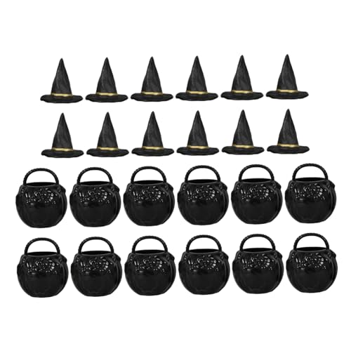 WESIEVYA 1 Set Hexenhut Eimerglas, Halloween Miniaturkessel, Miniaturkessel, Töpfe Aus Kunststoff, Minikessel Für Halloween Partys, Minikessel, Halloween Miniaturkessel von WESIEVYA