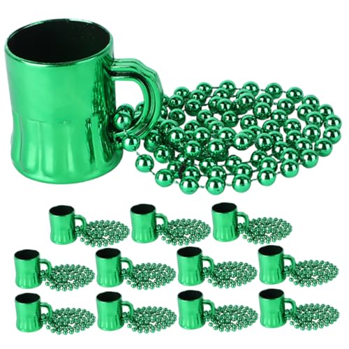 WESIEVYA 12 Stück Festival Anhänger St. Patrick' Day Party Halskette, Becher An Perlenkette, St. Patrick'S Day Anhänger, St. Patrick'S Day Anhänger, Tasse An Perlenkette, Party von WESIEVYA