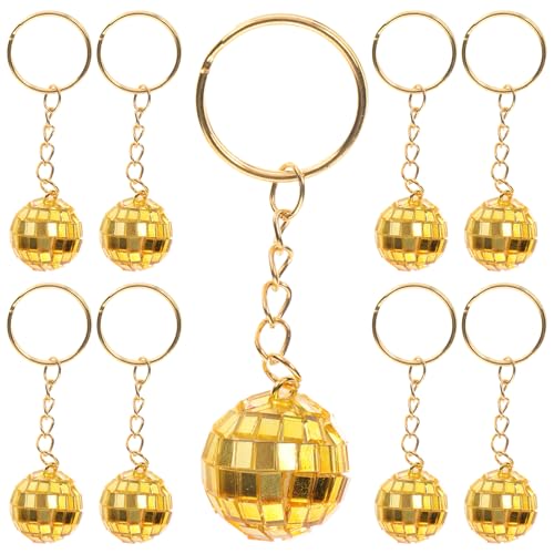 WESIEVYA 12 Stück Teiliges Mini Disco Ball Schlüsselanhänger Set mit Goldenen Akzenten Spiegeloberfläche für Hochzeiten Feiern und Partys Einzigartige Partygeschenke und Deko Artikel von WESIEVYA