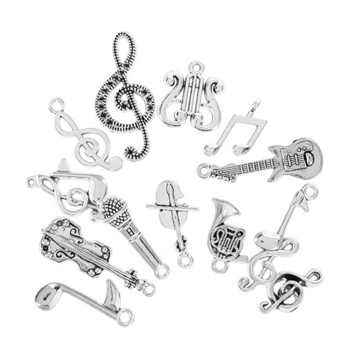 WESIEVYA 14 Stück Teiliges Süße Violin Diy Schmuckanhänger Kreative Musikinstrumente Zubehör für Musikliebhaber Handgemachte Noten Charms für Schlüsselanhänger und Taschen von WESIEVYA