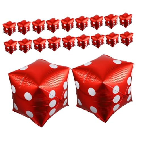 WESIEVYA 20 Stück Aufblasbare Folienballons für Partys Würfel Themen Dekoration für Geburtstagsfeiern und Spieleabende Rot Wiederverwendbar und Leicht von WESIEVYA