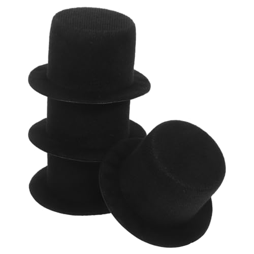 WESIEVYA 4 Stück Miniatur-top Hats Schwarze Filz-hüte Leicht Stilvoll Für Puppen Haustiere Handgemacht Dekorative Mini Hüte Für Basteln Party von WESIEVYA