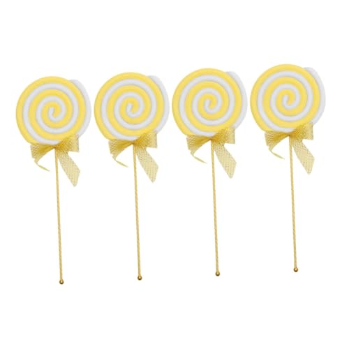 WESIEVYA 4 Stück Teiliges Große Schaumlutscher Dekoration Leicht Handlich für Geburtstagsfeier Fotorequisite Candyland Cupcake Toppers Gelb von WESIEVYA