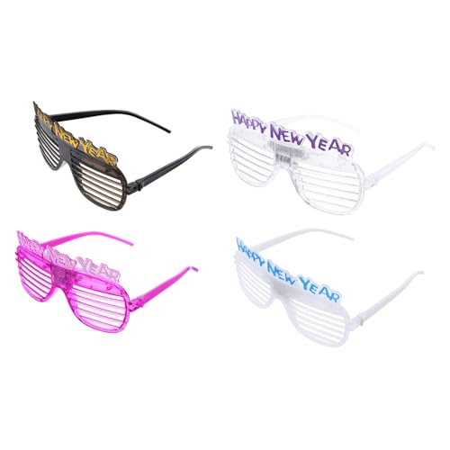 WESIEVYA 4 Stück Teiliges LED Partybrillen mit Leuchtenden Jalousien für Silvester Kreative Bequeme Brillen für Year Celebration Unisex Farblich Gemischt für Festliche von WESIEVYA