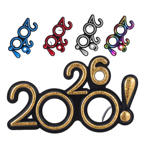 WESIEVYA 5 Stück Teiliges Brillen Glitzernde Partybrillen Kunststoff Zahlen Brille für Silvesterfeier Familien und Freundetreffen Festliche Fotorequisiten und Partyaccessoires von WESIEVYA
