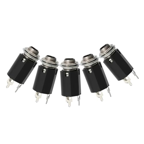 WESIEVYA 5 Stück Teiliges Gitarren Eingangsbuchsen für Gitarre Langlebige Stereo Output Sockets aus Metall und Kunststoff Installieren Kompatibel mit Pickup und Gitarren Ersatzteilen von WESIEVYA