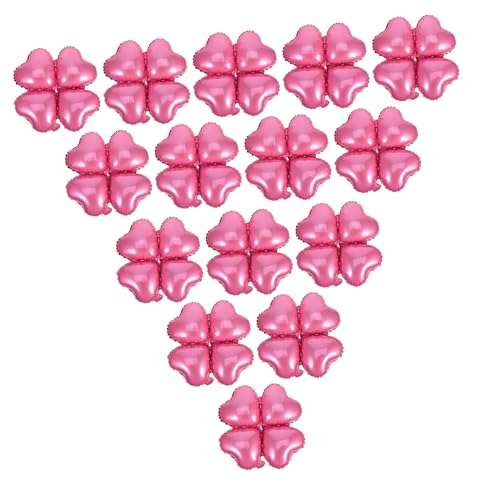 WESIEVYA 50 Stück Pinke Herz Folienballons mit Vierblättrigem Kleeblatt Langlebig Wiederverwendbar Vielseitig Einsetzbar für Valentinstag Geburtstags und Hochzeitsdekoration von WESIEVYA