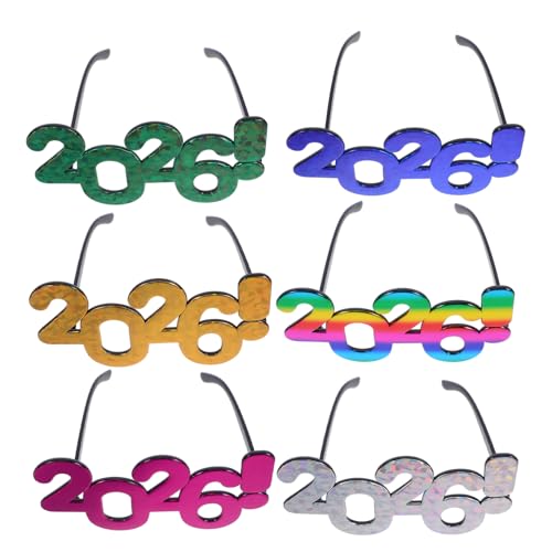 WESIEVYA 6 Stück Brille aus Robustem Pc Material Bunte Leichte Party Sonnenbrillen für Silvester Abschlussfeier und Fotorequisiten Komfortabel Tragbar Vielseitig Einsetzbar von WESIEVYA
