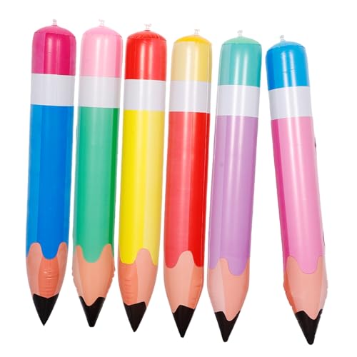 WESIEVYA 6stücke Aufblasbare Bleistifte Riesige Bleistift-dekoration Für Kinderpartys Klassenzimmer Feste Farben Langlebig Für Spielaktivitäten von WESIEVYA