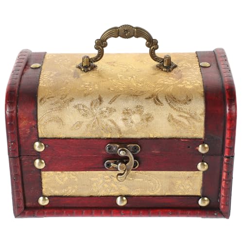 WESIEVYA Aufbewahrungsbox Aus Holz, Kleine Retro Schatztruhe, Reise Schmuckschatulle, Vintage Schatztruhe, Schmuck Organizer Etui, Schmuck Aufbewahrungskoffer, Große Kapazität, von WESIEVYA