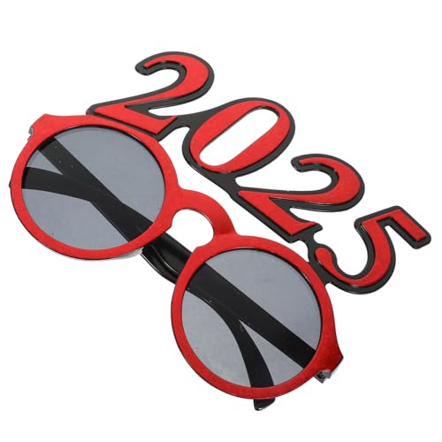 WESIEVYA Digitale Brille Mit Rundem Rahmen Lustige Tanzbrille 2025 Neujahrsbrille 2025 Neujahrsbrille Abschlussbrille Brillengestell Rot PC von WESIEVYA