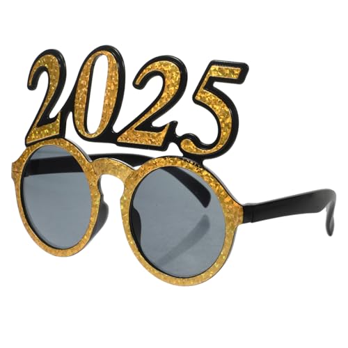 WESIEVYA Digitale Partybrille aus Leichtem Pc-material Goldene Runde Zahlenbrille für Silvester Abschlussfeier Lustiges Foto-accessoire für Erwachsene und Jugendliche von WESIEVYA
