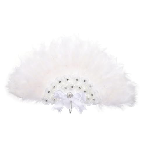 WESIEVYA Federfächer Handfächer Hochzeit Vintage Asiatische Deko Leicht Tragbar Schönes Accessoire für Tanz Party Bühne Geschenk von WESIEVYA