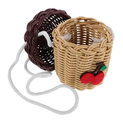 WESIEVYA Imitation Rattan Messenger Bag Acorn Bucket mit Deckel Handgefertigt Crossbody Tasche Wandhängend Multifunktional für Mädchen und Jungen Schokoladenbraun WESIEVYA Imitation Rattan Messenger Bag Acorn Bucket mit Deckel Handgefertigt Crossbody Tasche Wandhängend Multifunktional für Mädchen und Jungen Schokoladenbraun von WESIEVYA