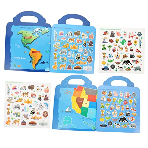 WESIEVYA Karten-stickerbuch Für Kinder DIY-Sticker Mit Weltkarte Spiele-stickerbuch Fenster Und Wanddekoration Leicht Anzuwendende Kleinkind-Sticker von WESIEVYA
