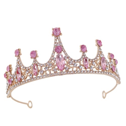 WESIEVYA Stirnband Kristall Krone Glitzerndes Diadem für Mädchen Party Geburtstag Bühnenauftritt Eleganter Haarschmuck Goldrosa Design Komfortabel Robust von WESIEVYA