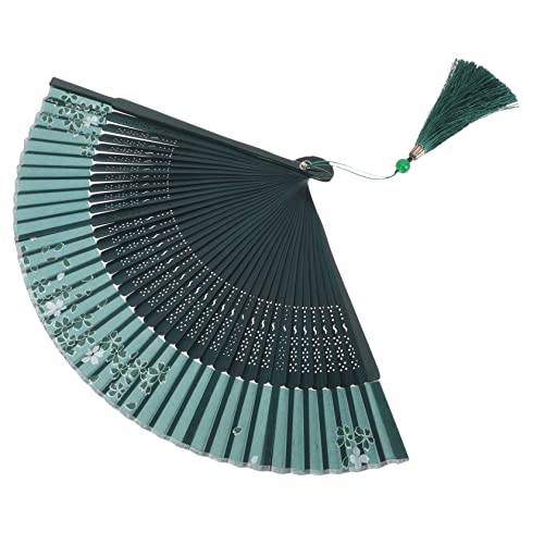 WESIEVYA Vintage Handfächer aus Faltbarer Chinesischer Fächer mit Grünen und Weißen Kirschblüten für Tanz Fotografie und Dekoration Elegant mit Quasten WESIEVYA Vintage Handfächer aus Faltbarer Chinesischer Fächer mit Grünen und Weißen Kirschblüten für Tanz Fotografie und Dekoration Elegant mit Quasten von WESIEVYA