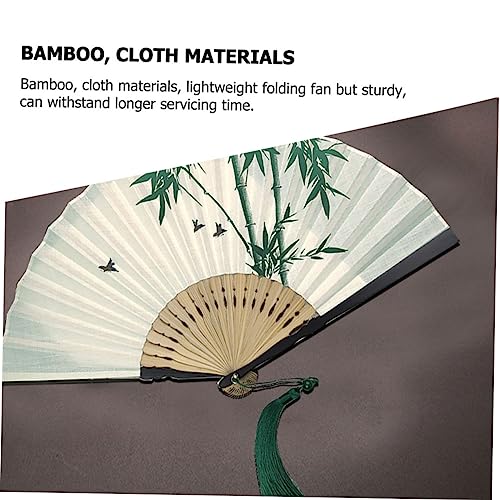 WESIEVYA Vintage Retro Faltfächer aus Quaste Eleganter Chinesischer Handfächer Faltbar und Leicht Dekorativ und Praktisch für Sommer Tanz und Klassische Outfits von WESIEVYA