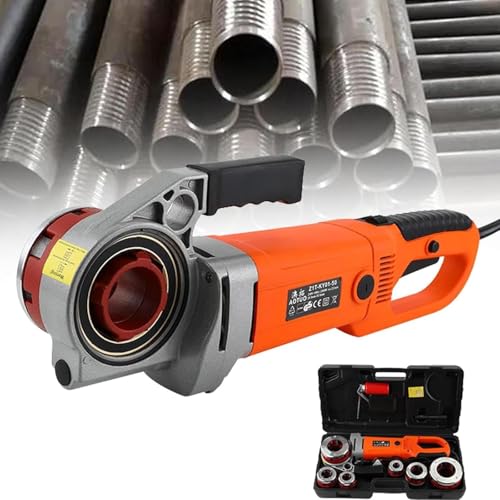 WESSLECO Rohreinfädler, elektrisches Rohreinfädler-Set, elektrische Rohreinfädlermaschine, handgeführtes elektrisches Rohreinfädler-Set, Gewindeschneid-Set, 2300 W (6 Köpfe) von WESSLECO