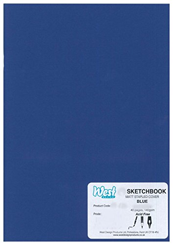 West Design RS261759 1 Skizzenbuch DIN-A3-Format, geheftet, 140 g, matt, Malen, Zeichnen und Schreiben, blau von WEST