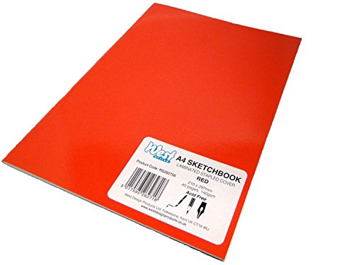 West Design RS262756 1 Skizzenbuch DIN-A4-Format, geheftet, 140 g, laminiert zum Malen, Zeichnen und Schreiben, rot von WEST